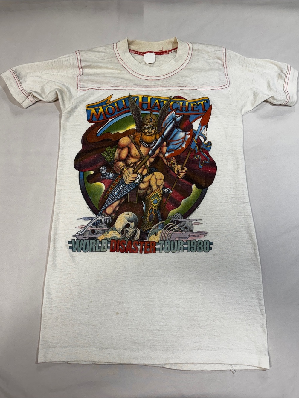 vintage 80s MOLLY HATCHET WORLD DISASTER TOUR 1980 VIKING ROCK t-shirt SMALL S
